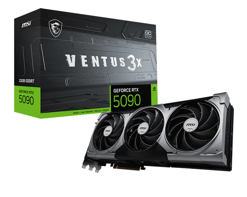 MSI GeForce RTX 5090 VENTUS 3X OC 32GB GDDR7 | PCIe 5 | 21760 CUDA | 2437MHz | 512-bit | 575W
