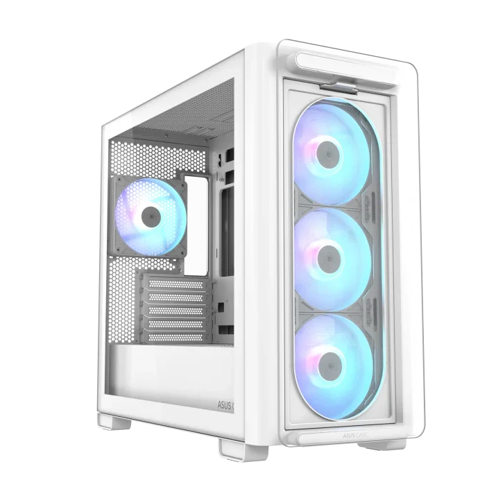 ASUS A23 PLUS ARGB Micro-ATX Case, White (4 Pre-Installed Fans)