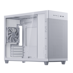 ASUS Prime AP201 Tempered Glass MicroATX Case | 33L | 360mm Rad | 338mm GPU | USB-C 10Gbps | White
